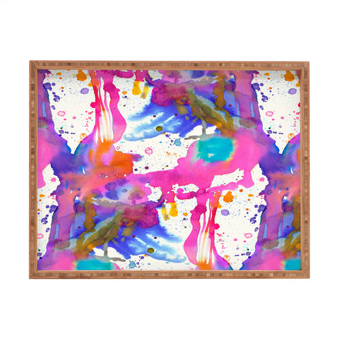 Ninola Design Pink paint splashes dripping Rectangular Tray