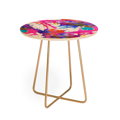 Ninola Design Pink paint splashes dripping Round Side Table