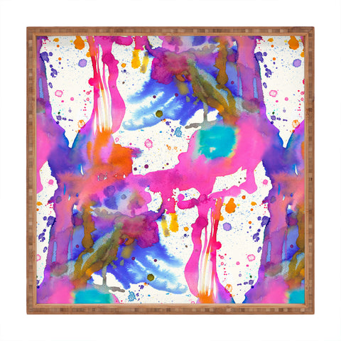 Ninola Design Pink paint splashes dripping Square Tray