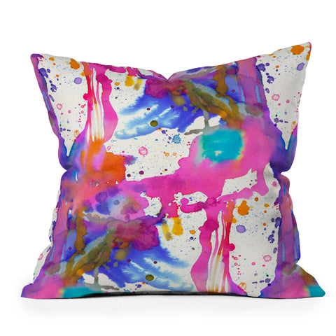 Ninola Design Pink paint splashes dripping Throw Pillow