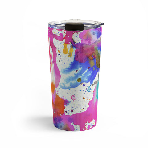 Ninola Design Pink paint splashes dripping Travel Mug