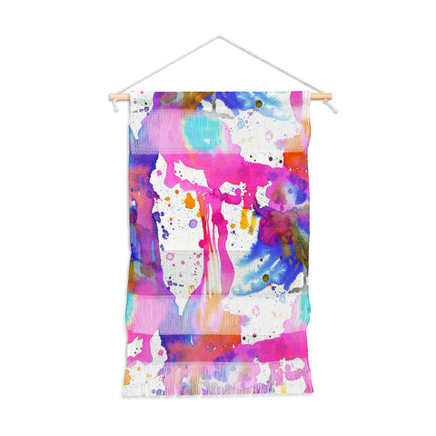 Ninola Design Pink paint splashes dripping Wall Hanging Portrait