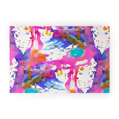Ninola Design Pink paint splashes dripping Welcome Mat