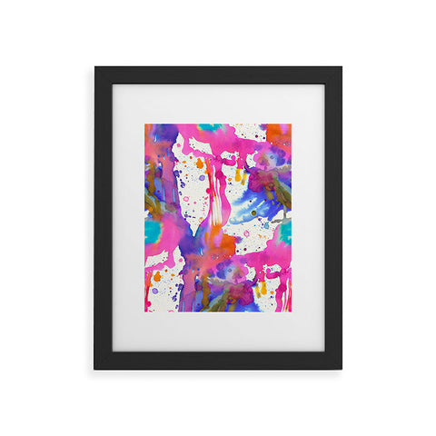 Ninola Design Pink paint splashes dripping Framed Art Print