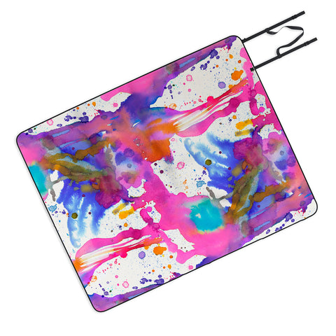 Ninola Design Pink paint splashes dripping Picnic Blanket