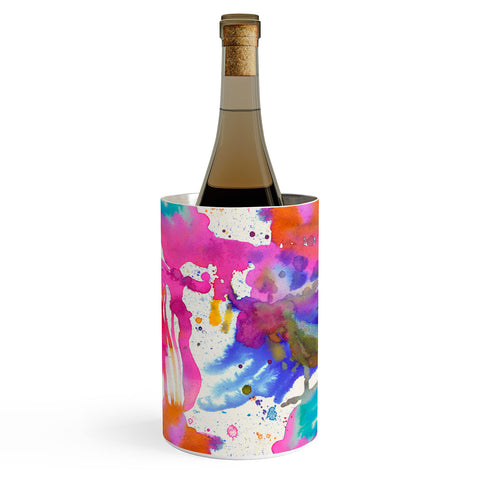 Ninola Design Pink paint splashes dripping Wine Chiller