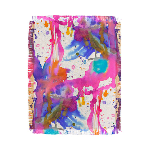 Ninola Design Pink paint splashes dripping Throw Blanket