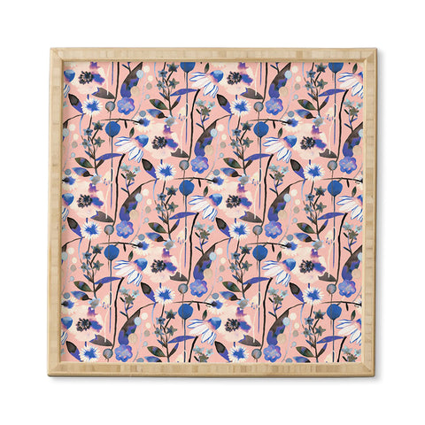 Ninola Design Pink pastel spring daisy and poppy flowers Framed Wall Art