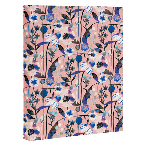 Ninola Design Pink pastel spring daisy and poppy flowers Art Canvas