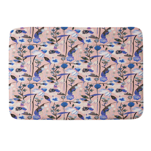 Ninola Design Pink pastel spring daisy and poppy flowers Memory Foam Bath Mat