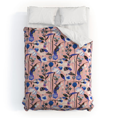 Ninola Design Pink pastel spring daisy and poppy flowers Comforter