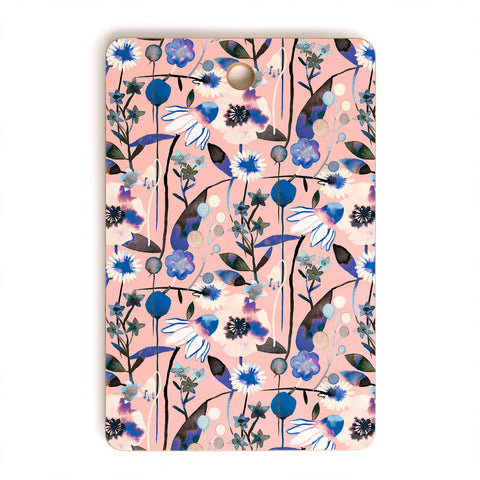 Ninola Design Pink pastel spring daisy and poppy flowers Cutting Board Rectangle