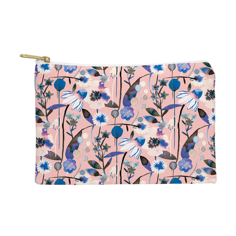 Ninola Design Pink pastel spring daisy and poppy flowers Pouch
