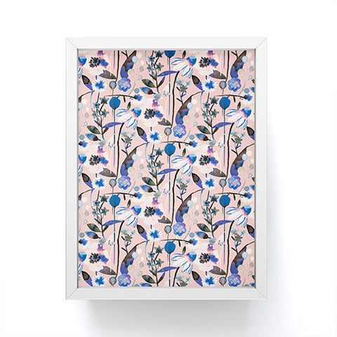 Ninola Design Pink pastel spring daisy and poppy flowers Framed Mini Art Print