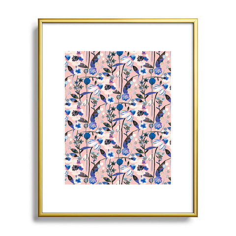 Ninola Design Pink pastel spring daisy and poppy flowers Metal Framed Art Print