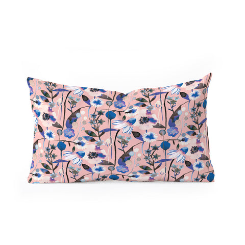 Ninola Design Pink pastel spring daisy and poppy flowers Oblong Throw Pillow
