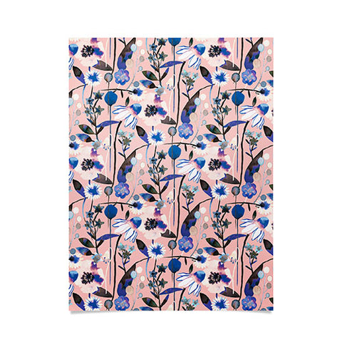 Ninola Design Pink pastel spring daisy and poppy flowers Poster