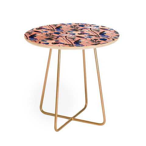 Ninola Design Pink pastel spring daisy and poppy flowers Round Side Table