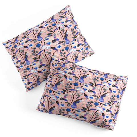 Ninola Design Pink pastel spring daisy and poppy flowers Pillow Shams
