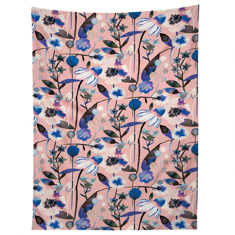 Ninola Design Pink pastel spring daisy and poppy flowers Tapestry