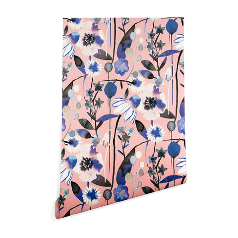 Ninola Design Pink pastel spring daisy and poppy flowers Wallpaper
