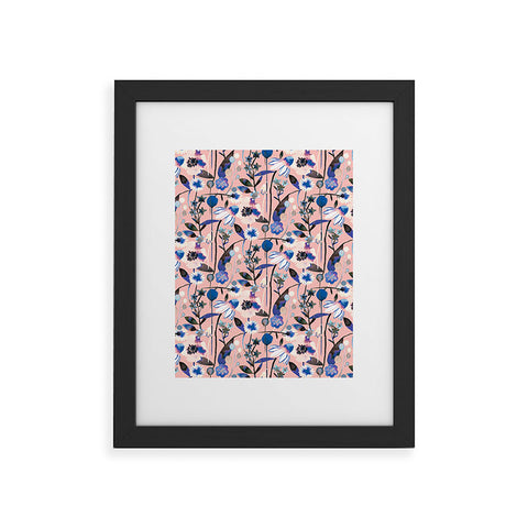 Ninola Design Pink pastel spring daisy and poppy flowers Framed Art Print