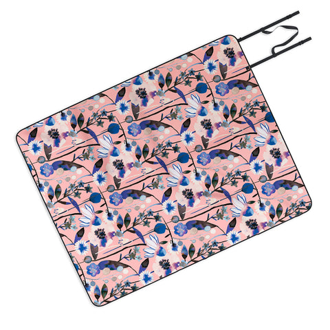 Ninola Design Pink pastel spring daisy and poppy flowers Picnic Blanket