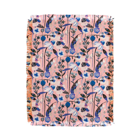 Ninola Design Pink pastel spring daisy and poppy flowers Throw Blanket