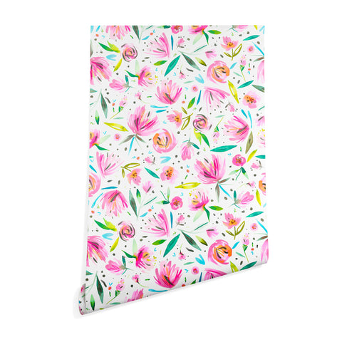 Ninola Design Pink Peonies Festival Floral Wallpaper