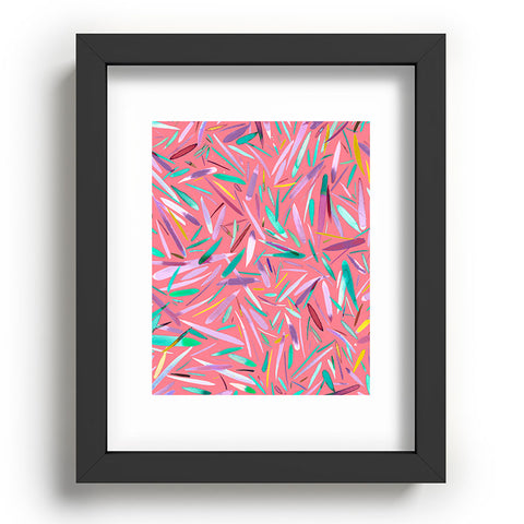 Ninola Design Pink rain stripes abstract Recessed Framing Rectangle