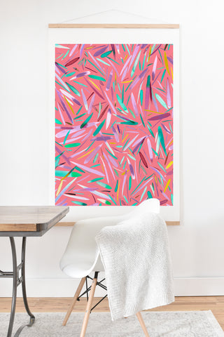 Ninola Design Pink rain stripes abstract Art Print And Hanger
