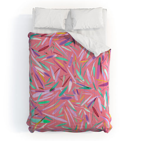 Ninola Design Pink rain stripes abstract Comforter