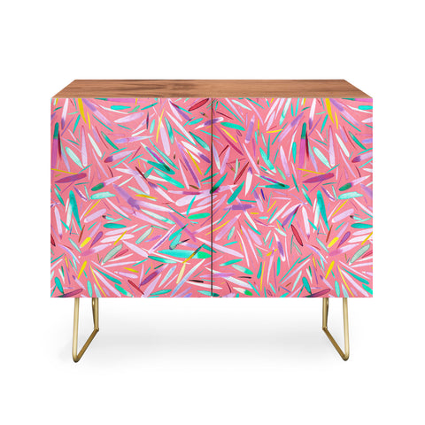 Ninola Design Pink rain stripes abstract Credenza