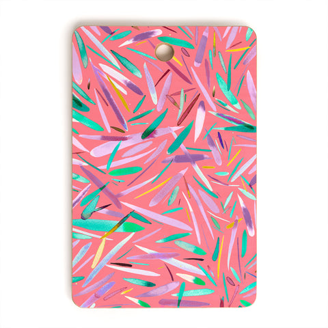 Ninola Design Pink rain stripes abstract Cutting Board Rectangle