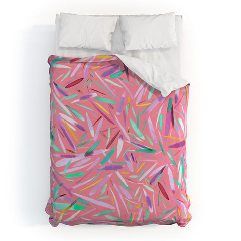 Ninola Design Pink rain stripes abstract Duvet Cover