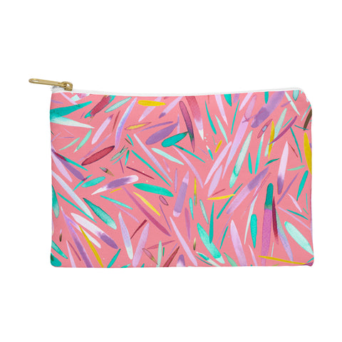 Ninola Design Pink rain stripes abstract Pouch
