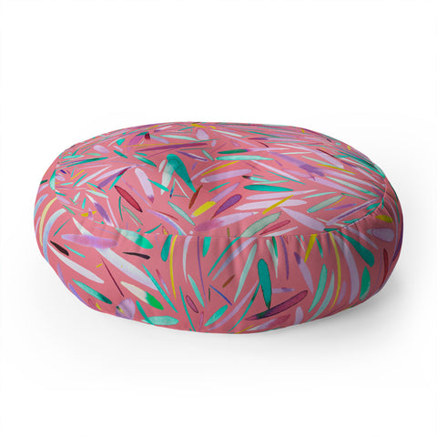 Ninola Design Pink rain stripes abstract Floor Pillow Round