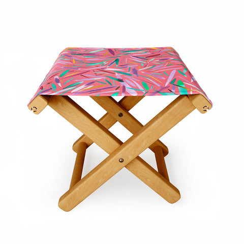 Ninola Design Pink rain stripes abstract Folding Stool