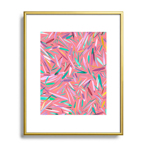 Ninola Design Pink rain stripes abstract Metal Framed Art Print