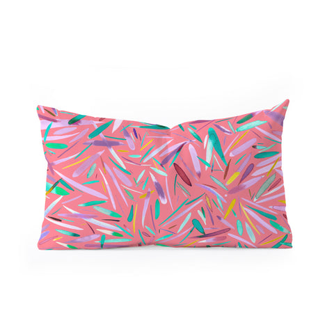 Ninola Design Pink rain stripes abstract Oblong Throw Pillow