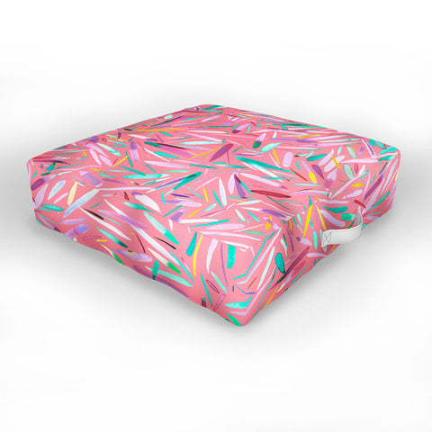 Ninola Design Pink rain stripes abstract Outdoor Floor Cushion