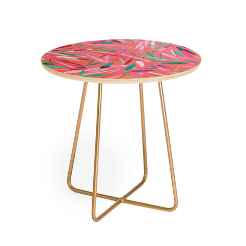 Ninola Design Pink rain stripes abstract Round Side Table