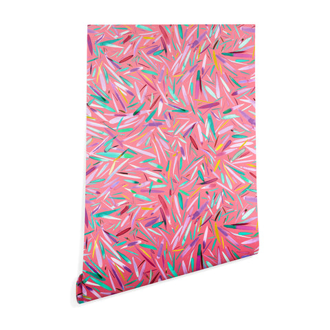 Ninola Design Pink rain stripes abstract Wallpaper