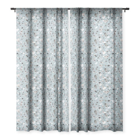 Ninola Design Playful organic shapes Moody blue Sheer Window Curtain