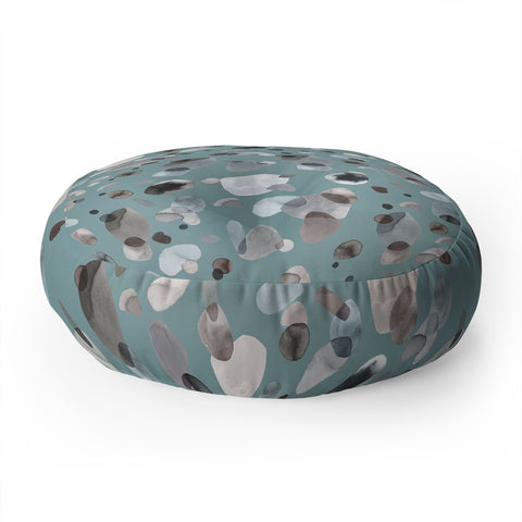 Ninola Design Playful organic shapes Moody blue Floor Pillow Round