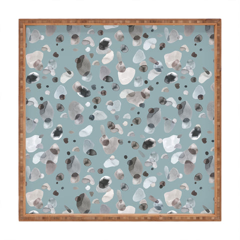 Ninola Design Playful organic shapes Moody blue Square Tray