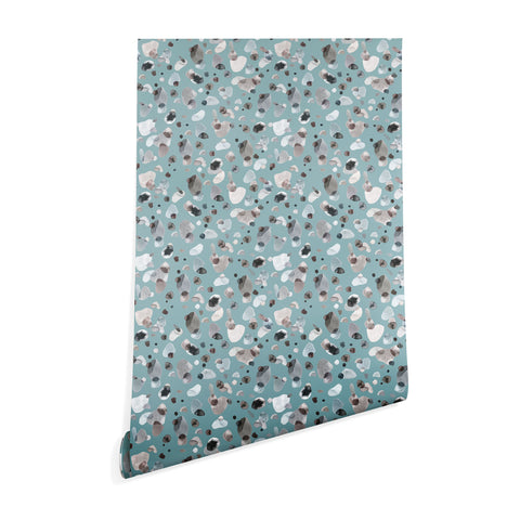 Ninola Design Playful organic shapes Moody blue Wallpaper