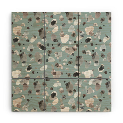 Ninola Design Playful organic shapes Moody blue Wood Wall Mural