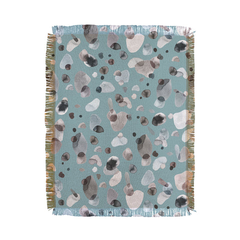 Ninola Design Playful organic shapes Moody blue Throw Blanket