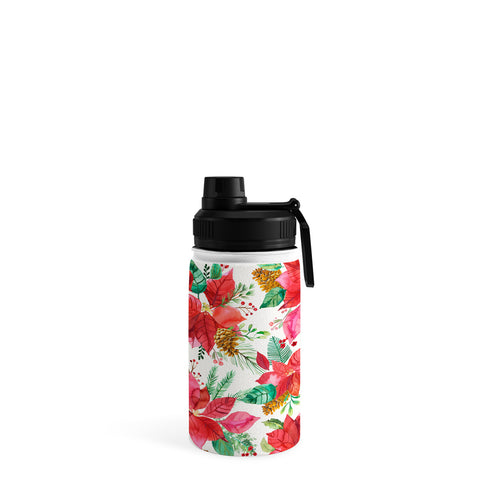 Ninola Design Poinsettia holiday flowers Water Bottle
